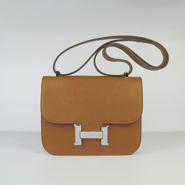 7A Hermes Oxhide Leather Message Bag Light Coffee H017 - Click Image to Close